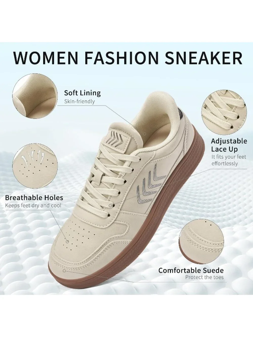 Women's Beige Lightweight Slip On Comfortable Chic Color Casual Fashion Sneaker